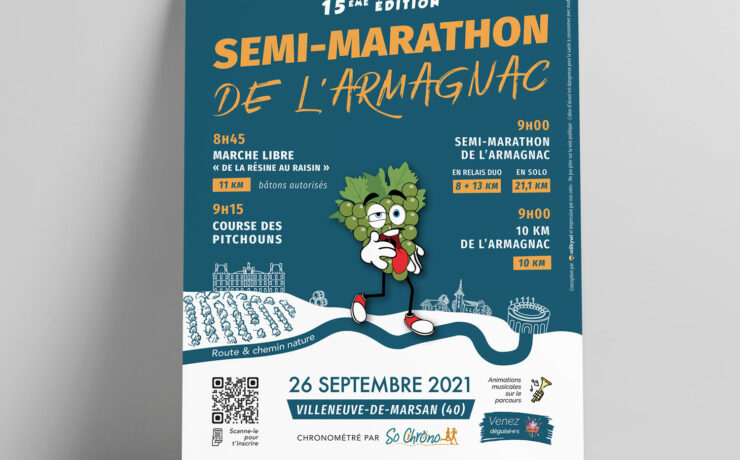 Affiche semi-marathon de l'Armagnac 2021