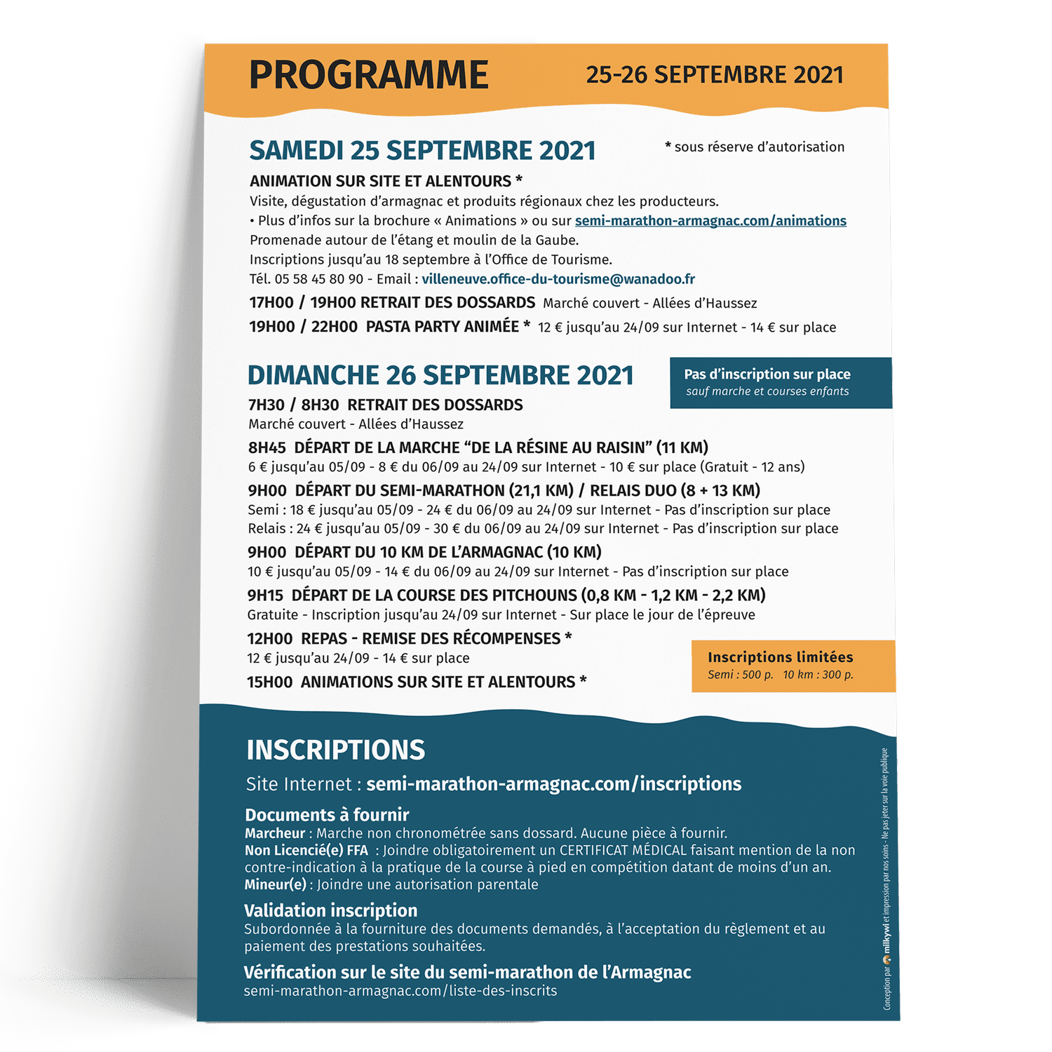 Programme semi-marathon de l'Armagnac 2021