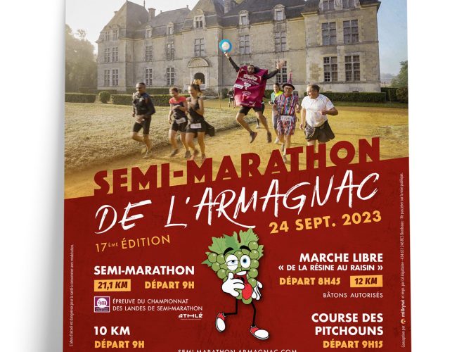 Affiche semi-marathon de l'Armagnac 2023