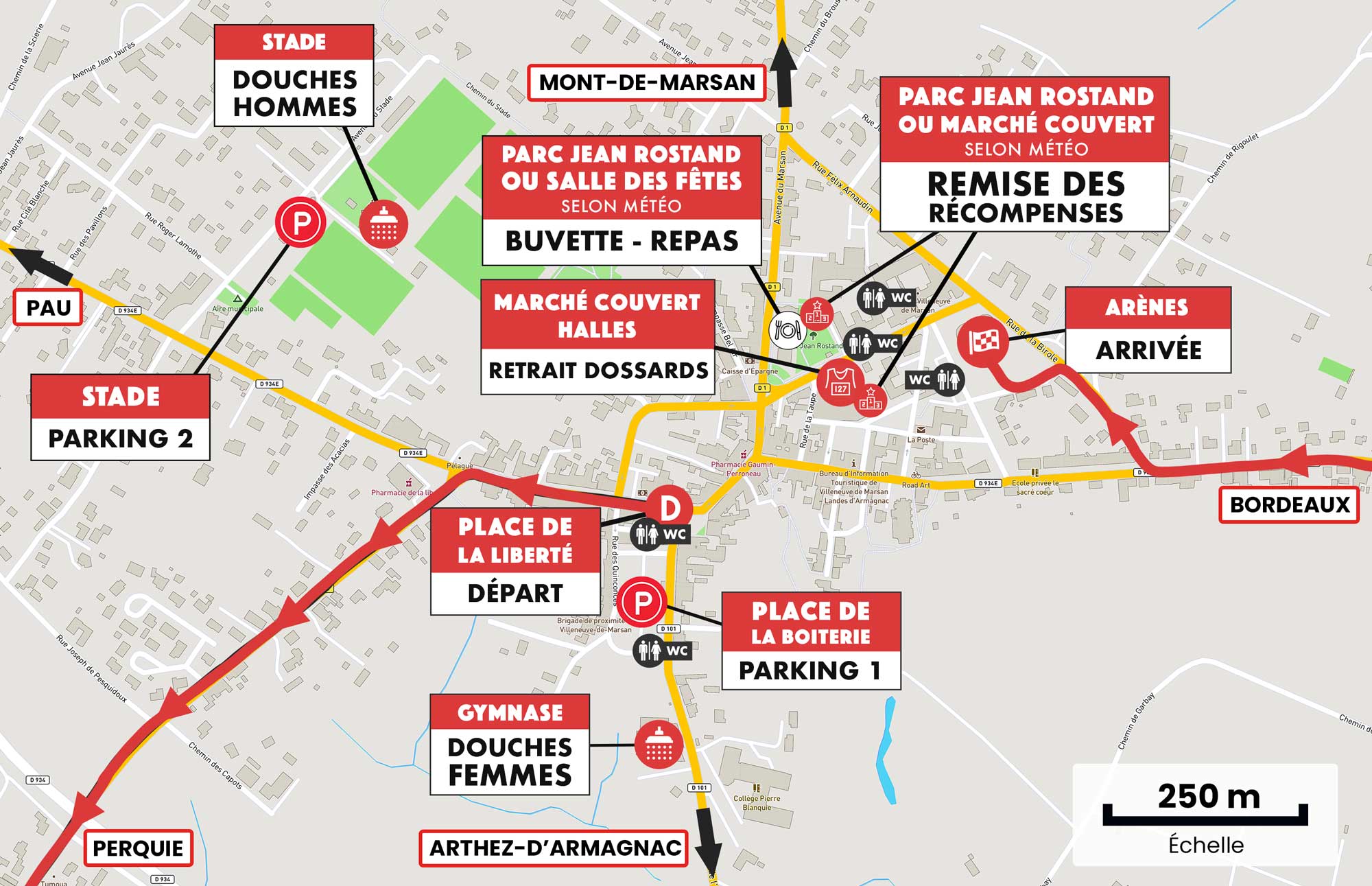 Plan du départ Semi-marathon de l'Armagnac 2025
