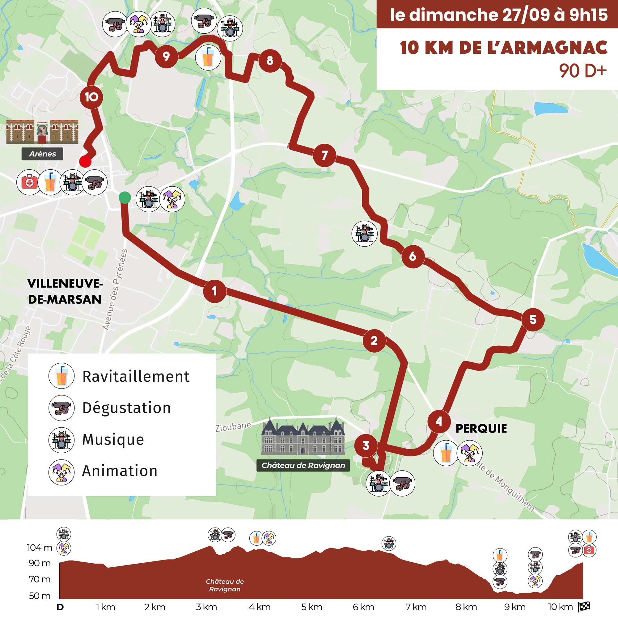 map-10k-2026-complet-web Parcours 10 km de l'Armagnac 2026