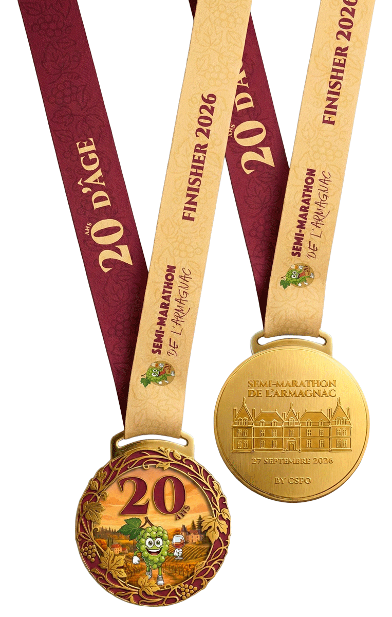 Médaille collector 20ème édition semi-marathon de l'Armagnac